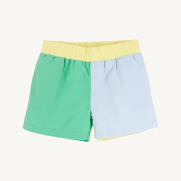 Colorblock Sheffield Shorts, Green/Blue/Yellow
