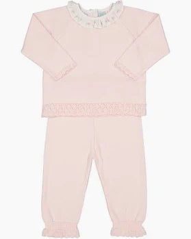 Rose Ruffle Collar Diamond Knit Set