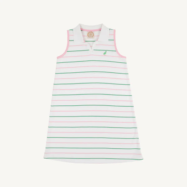 Sleeveless Maude's Polo Dress, Tradd Street Stripe/Pier Party Pink