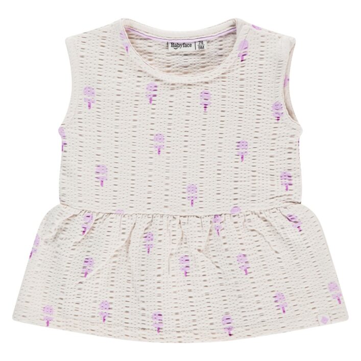 Sleeveless Peplum Top, Ivory w/Popsicles