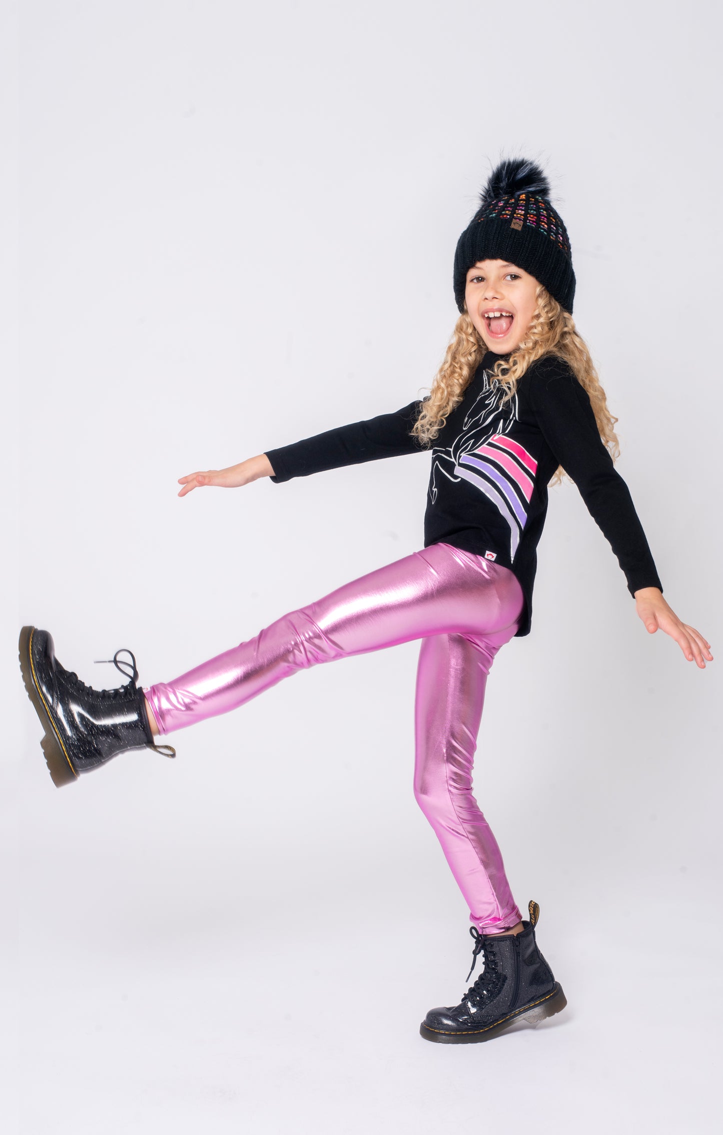 Legging, Metallic Pink