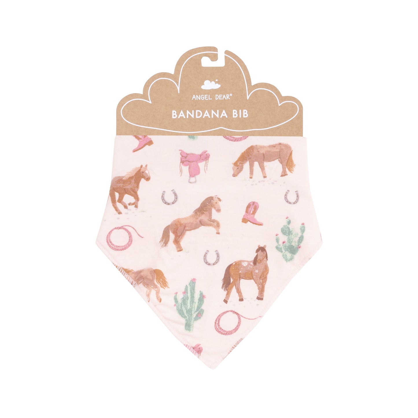 Bandana Bib, Western Horses Pink