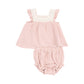 Solid Muslin Rose Smoke Pinafore w/ Crochet Heart Lace