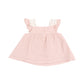 Solid Muslin Rose Smoke Pinafore w/ Crochet Heart Lace
