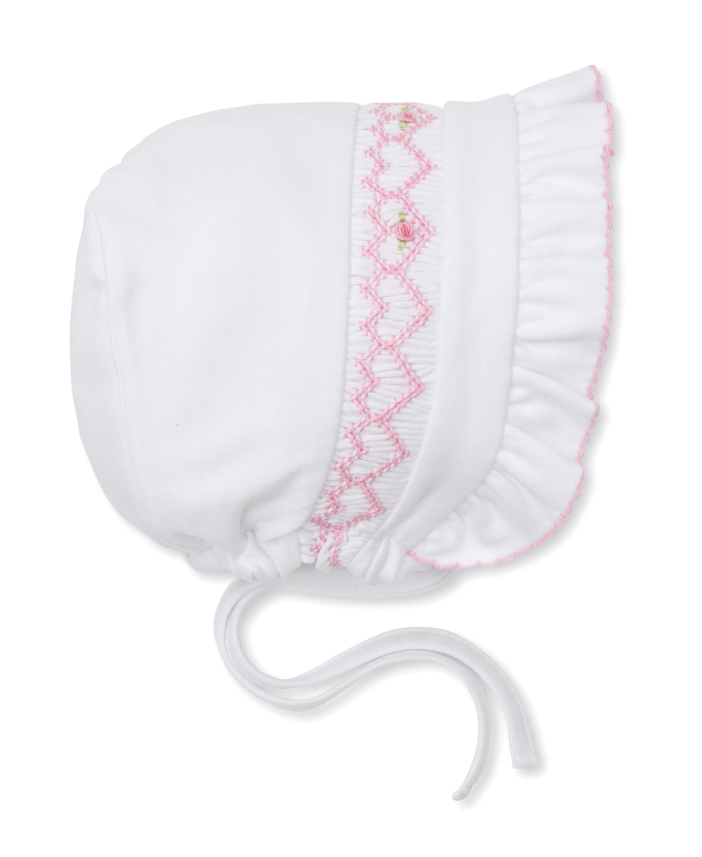 Bonnet w/Hand Smk, CLB Fall Bishop, White/Pink