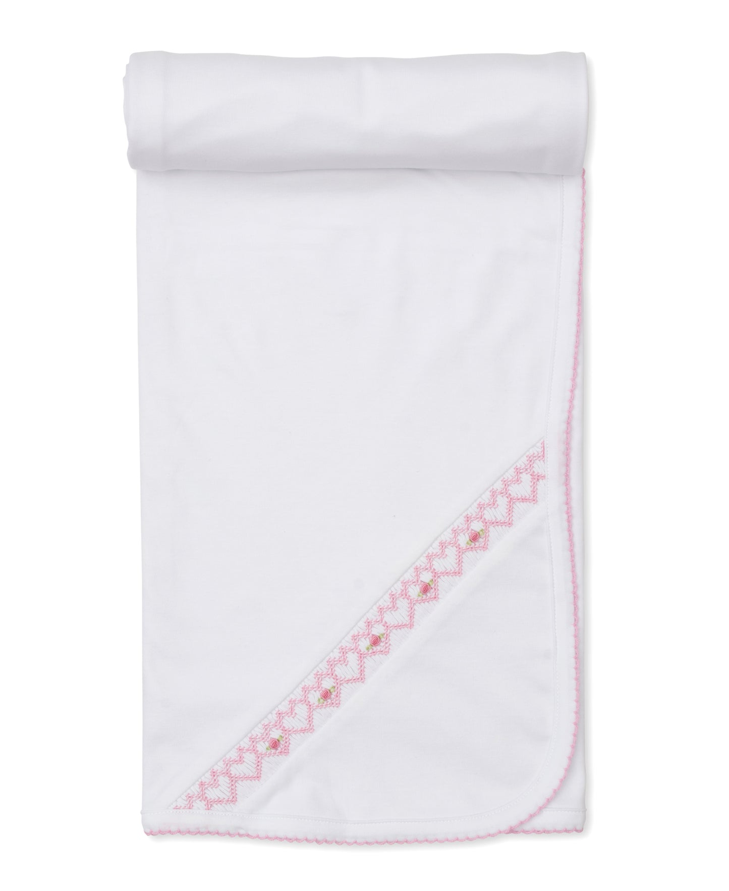 Blanket w/Hand Smk, CLB Fall Bishop, White/Pink