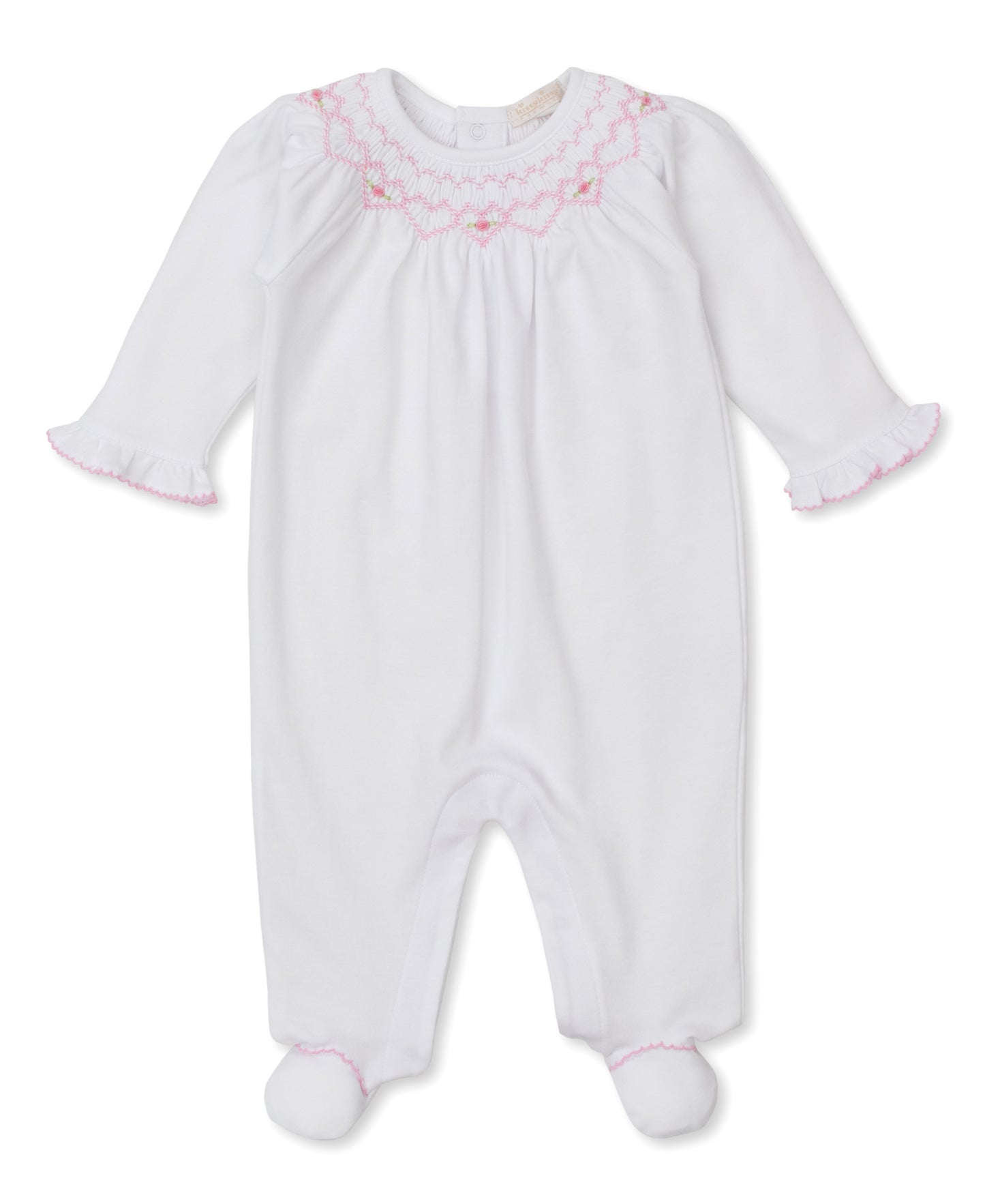 Footie w/Hand Smk, CLB Fall Bishop, White/Pink