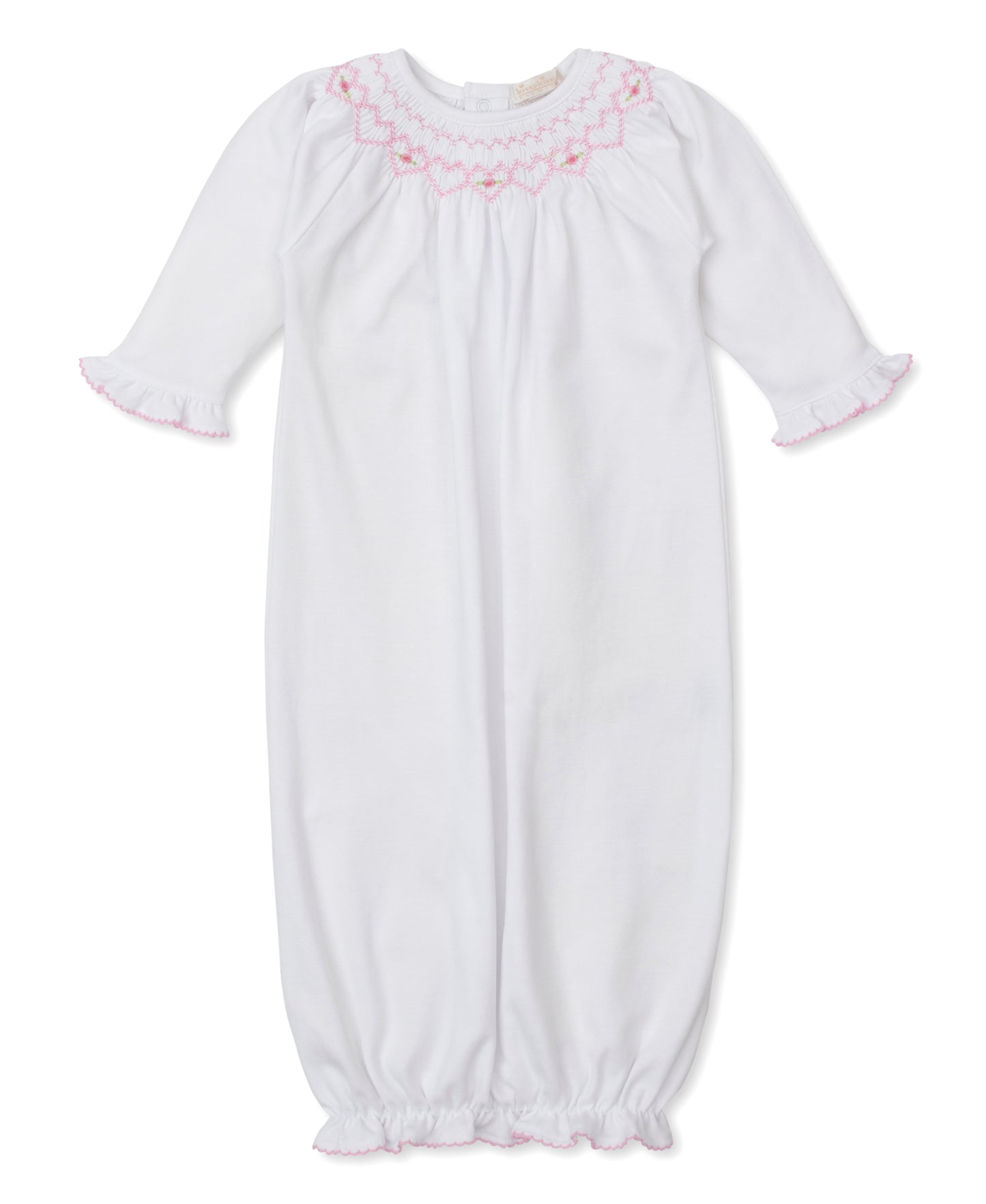Gown w/Hand Smk, CLB Fall Bishop, White/Pink