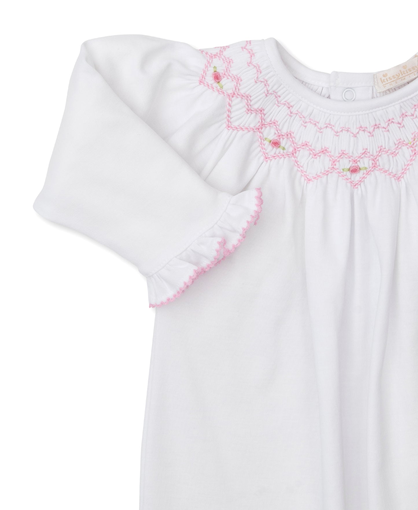 Gown w/Hand Smk, CLB Fall Bishop, White/Pink