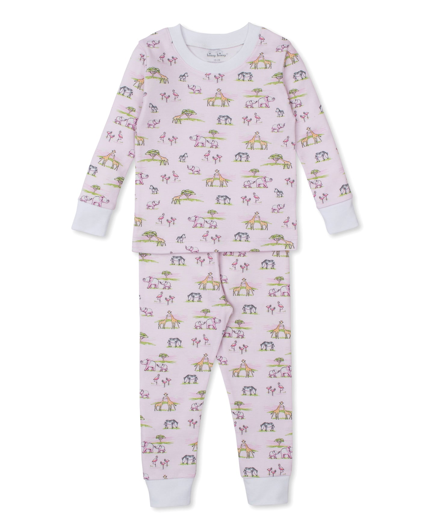 L/S Pajama Set, Pink Jungle Safari