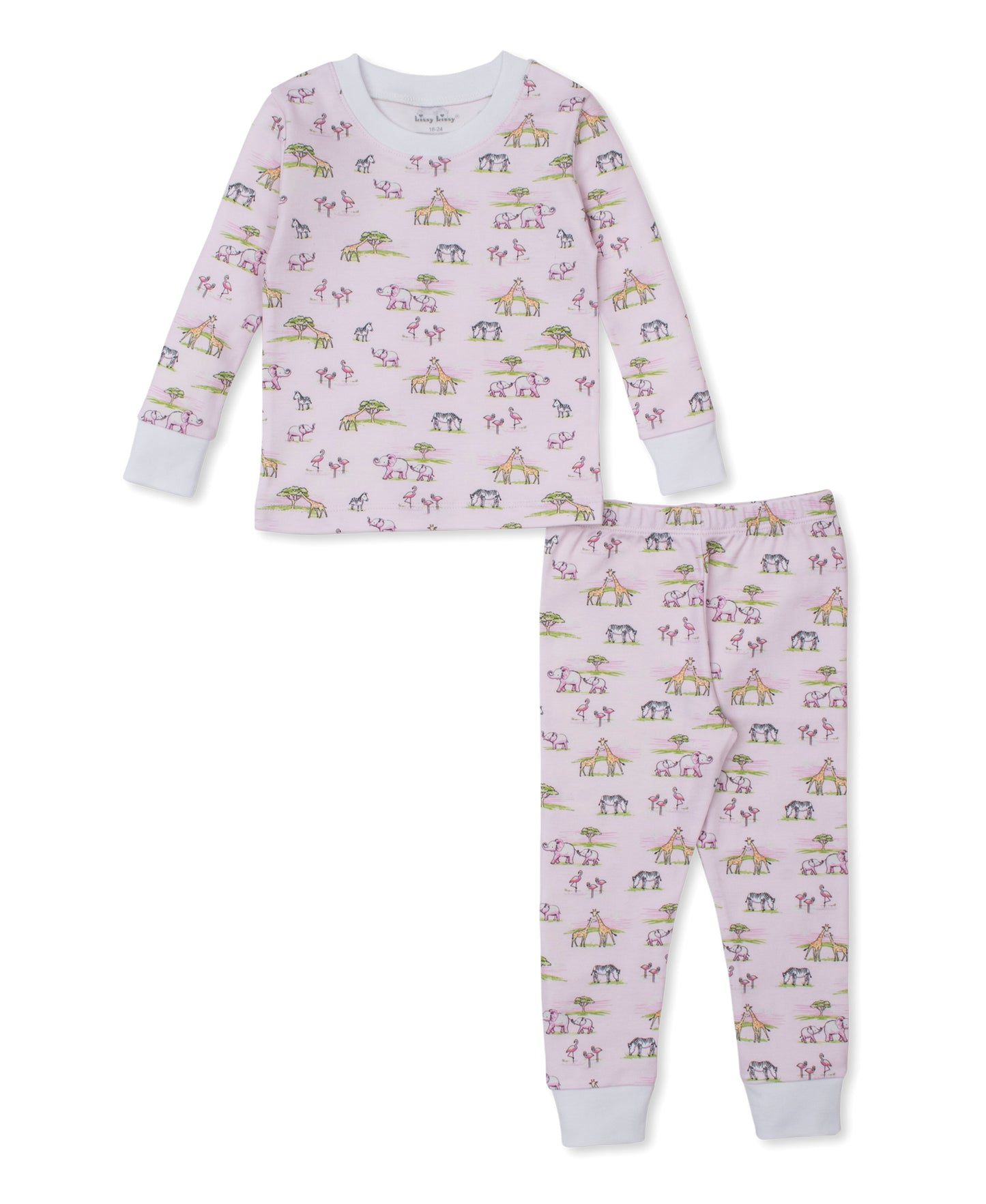 L/S Pajama Set, Pink Jungle Safari