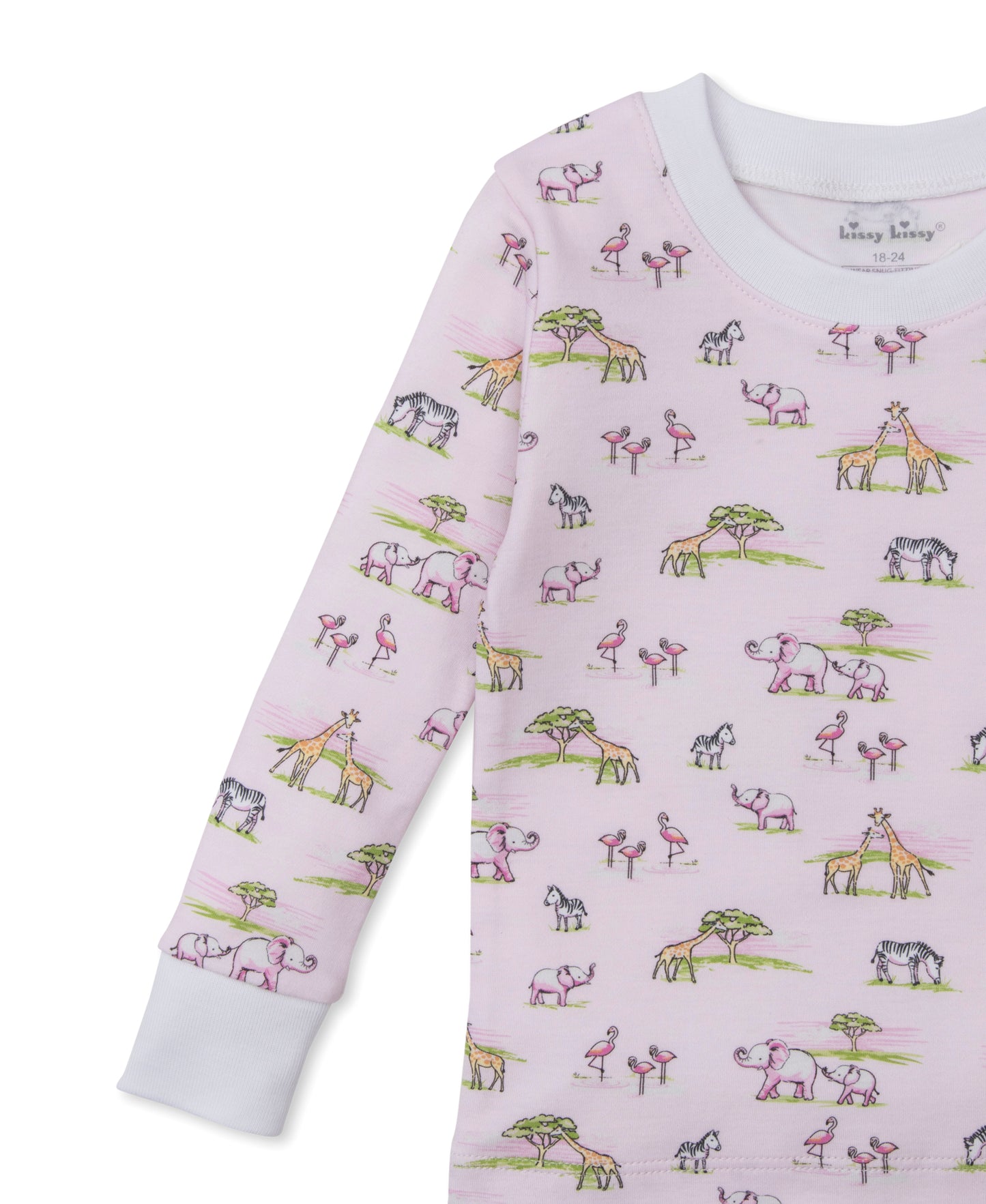 L/S Pajama Set, Pink Jungle Safari