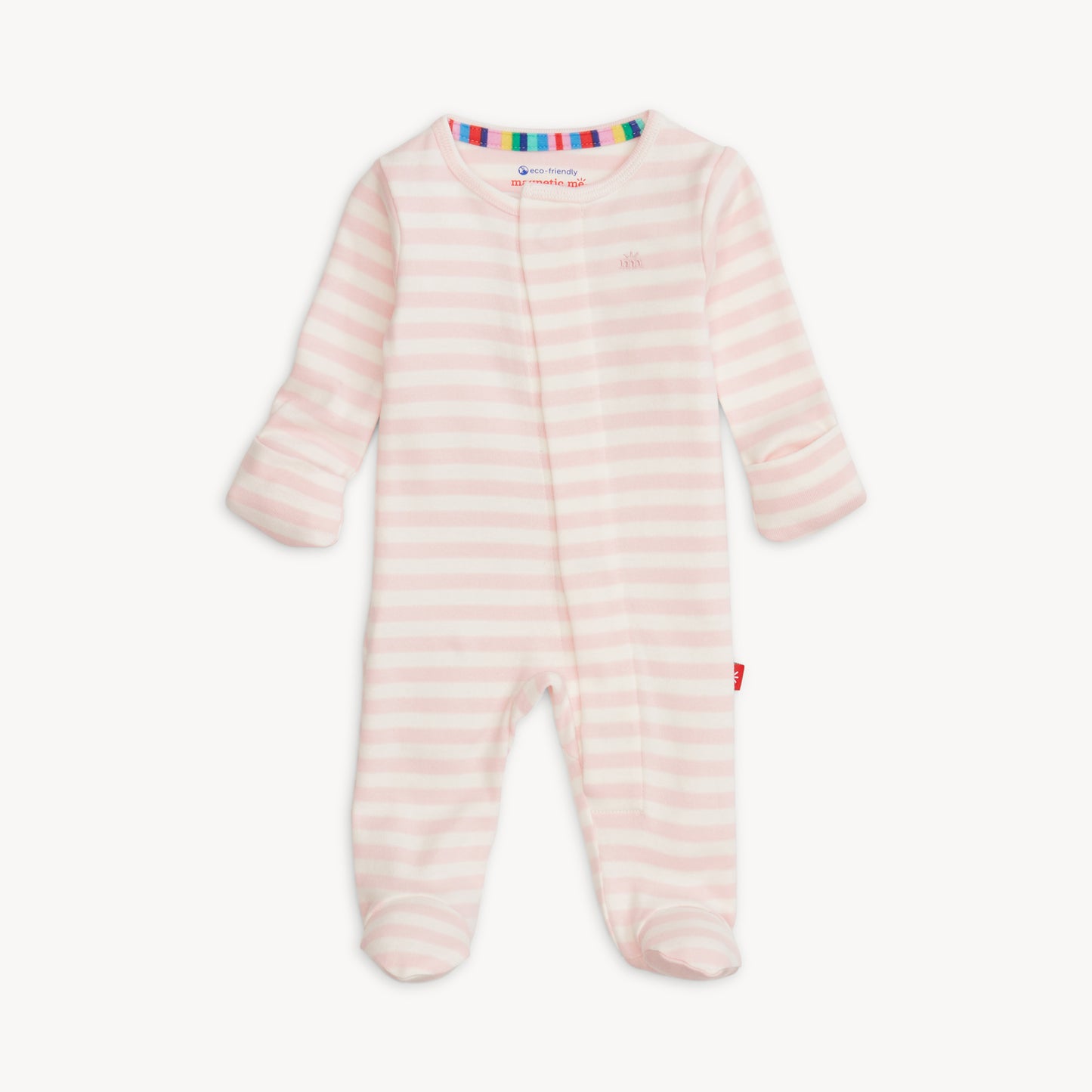 Org. Cotton Footie, Pink Stripe