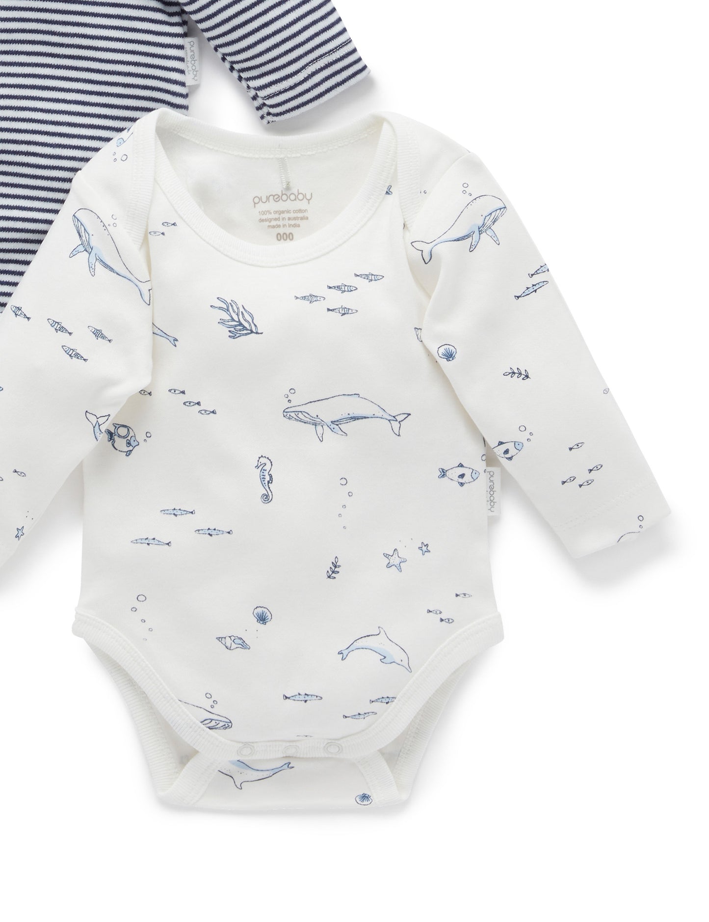 Easy Neck L/S Bodysuit, Vanilla Nautical