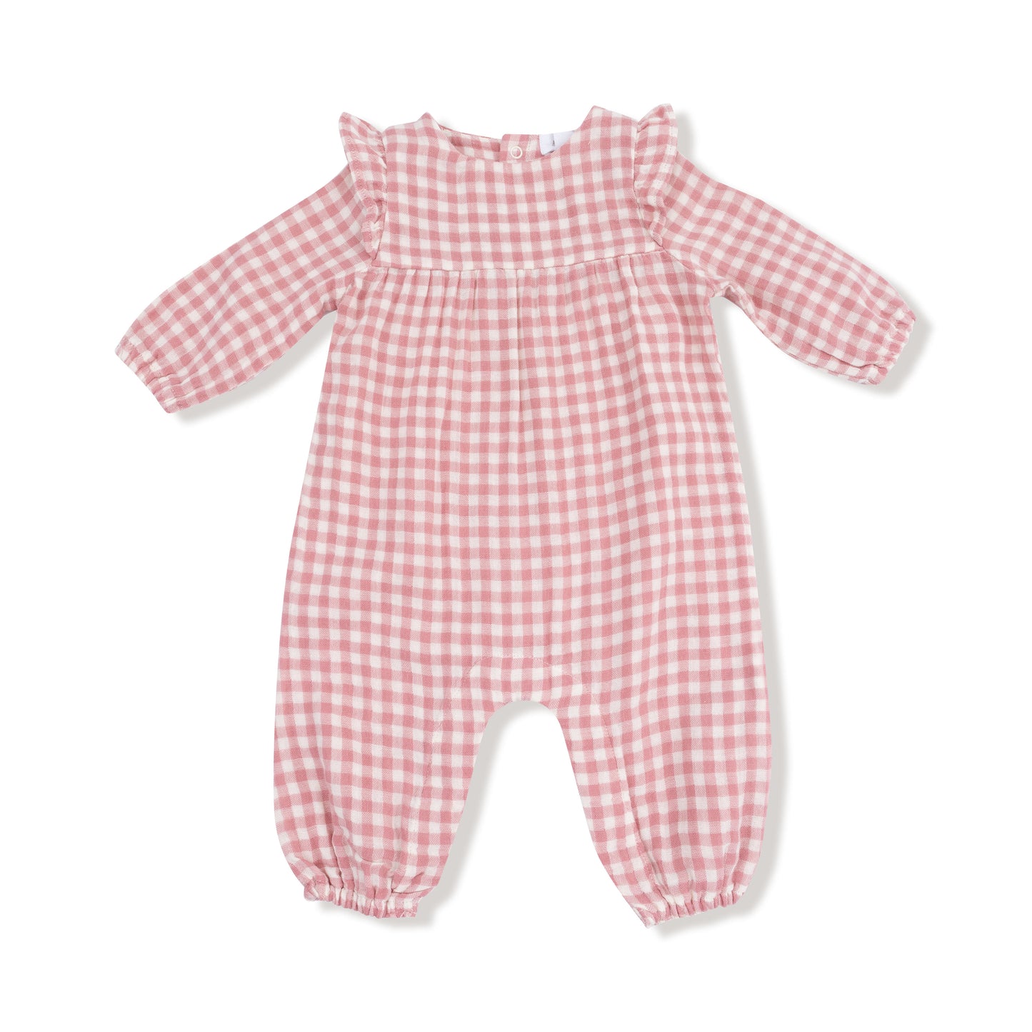 Ruffle Sleeve Romper, Rose Pink Plaid