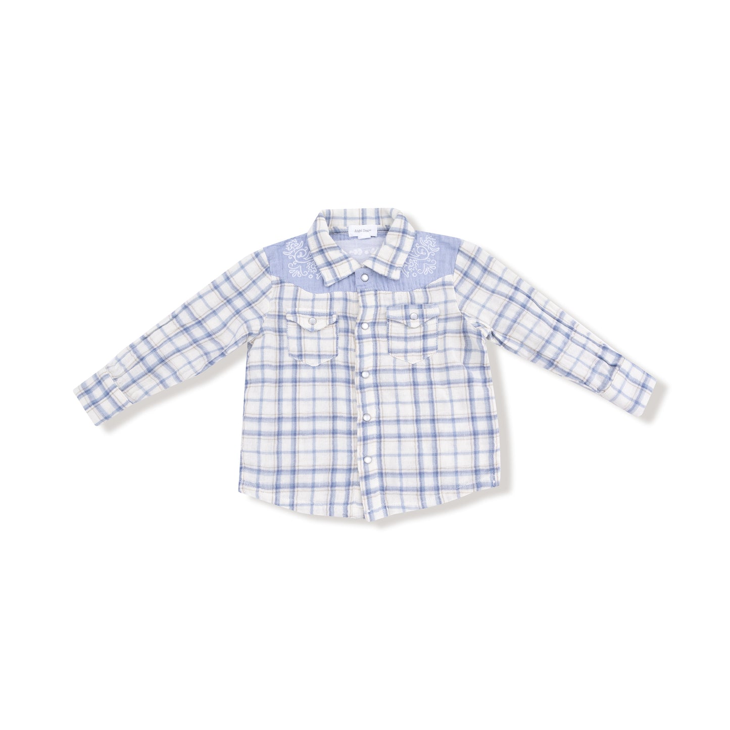 L/S Western Pearl Snap Shirt, Howdy Emb., Blue