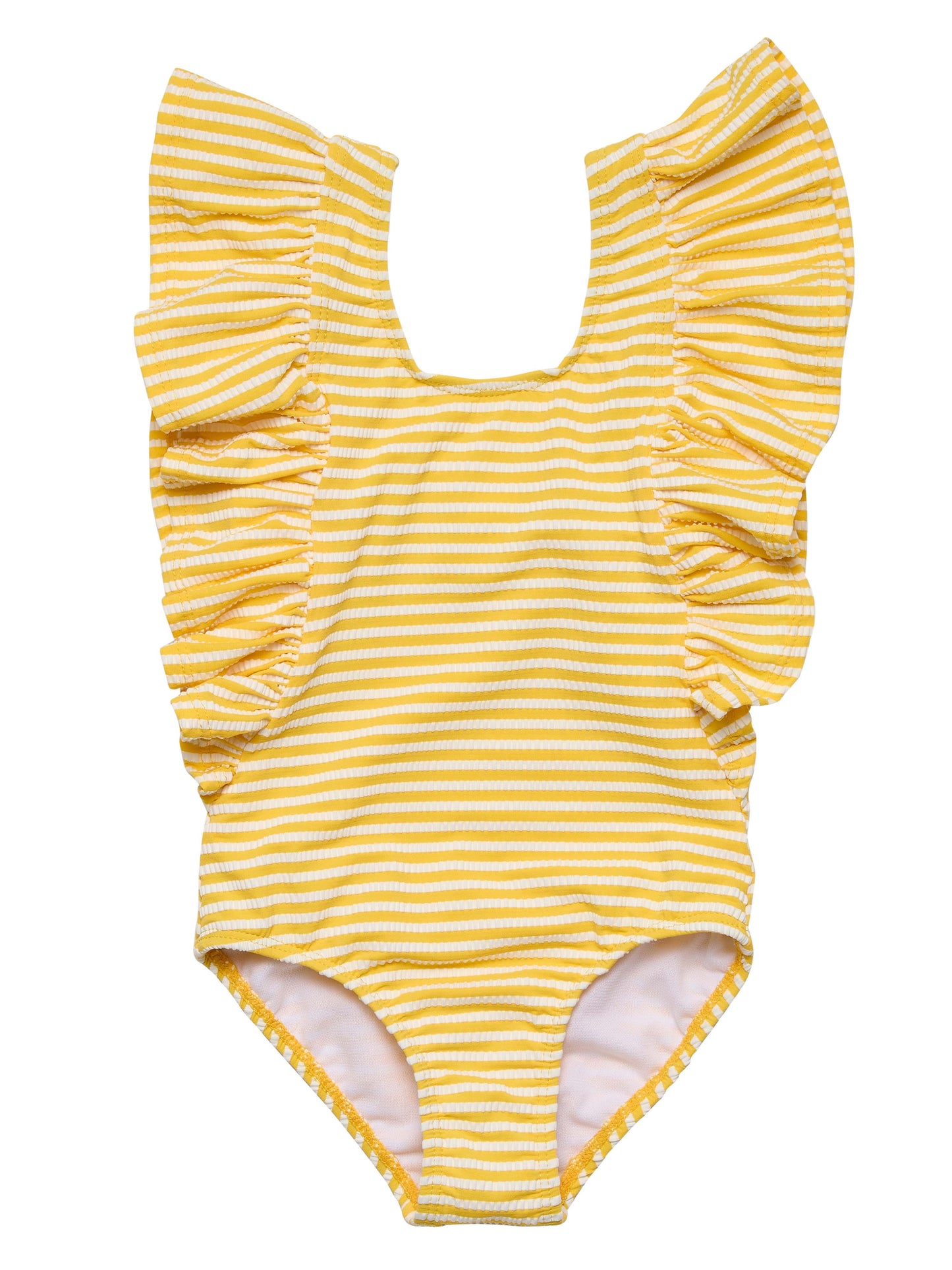 Wide Frill Swimsuit, Sunshine Stripe