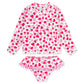 Sandy Toes Rashguard Swim Set, Strawberries