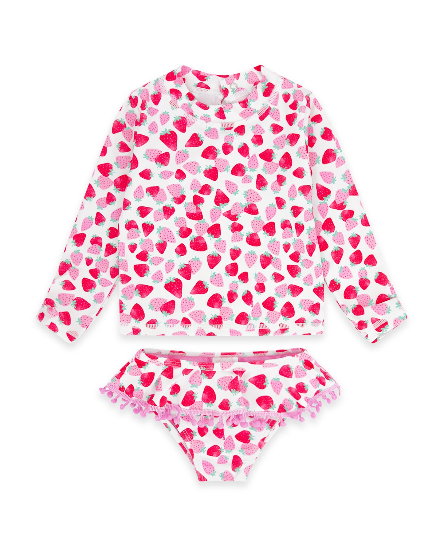 Sandy Toes Rashguard Swim Set, Strawberries