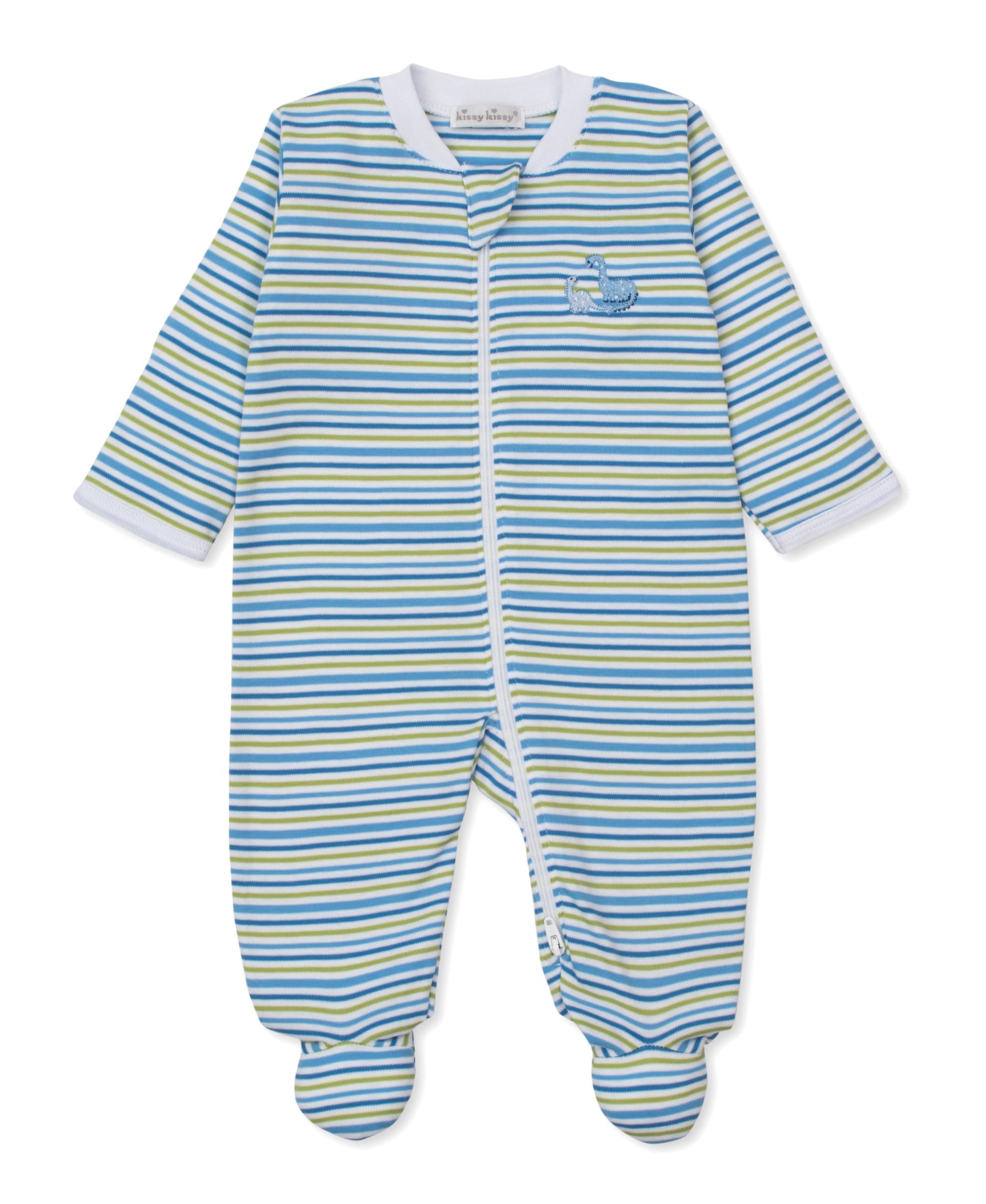 Striped Footie w/Zip, Dinosaur Delight