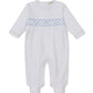 Footie w/Hand Smock, CLB Summer, White/Blue