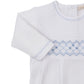 Footie w/Hand Smock, CLB Summer, White/Blue