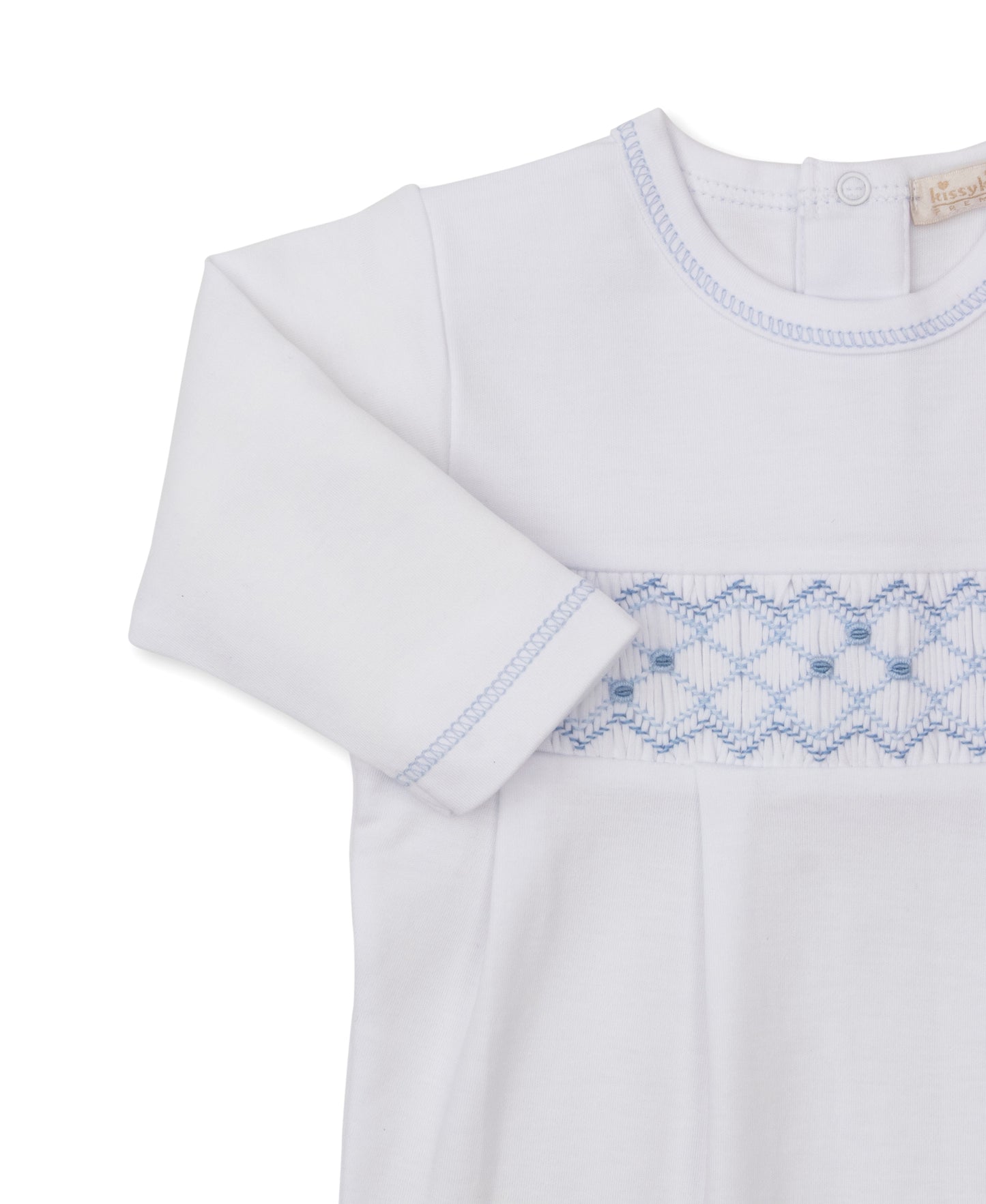 Footie w/Hand Smock, CLB Summer, White/Blue