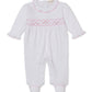 Footie w/Hand Smock, CLB Summer, White/Pink