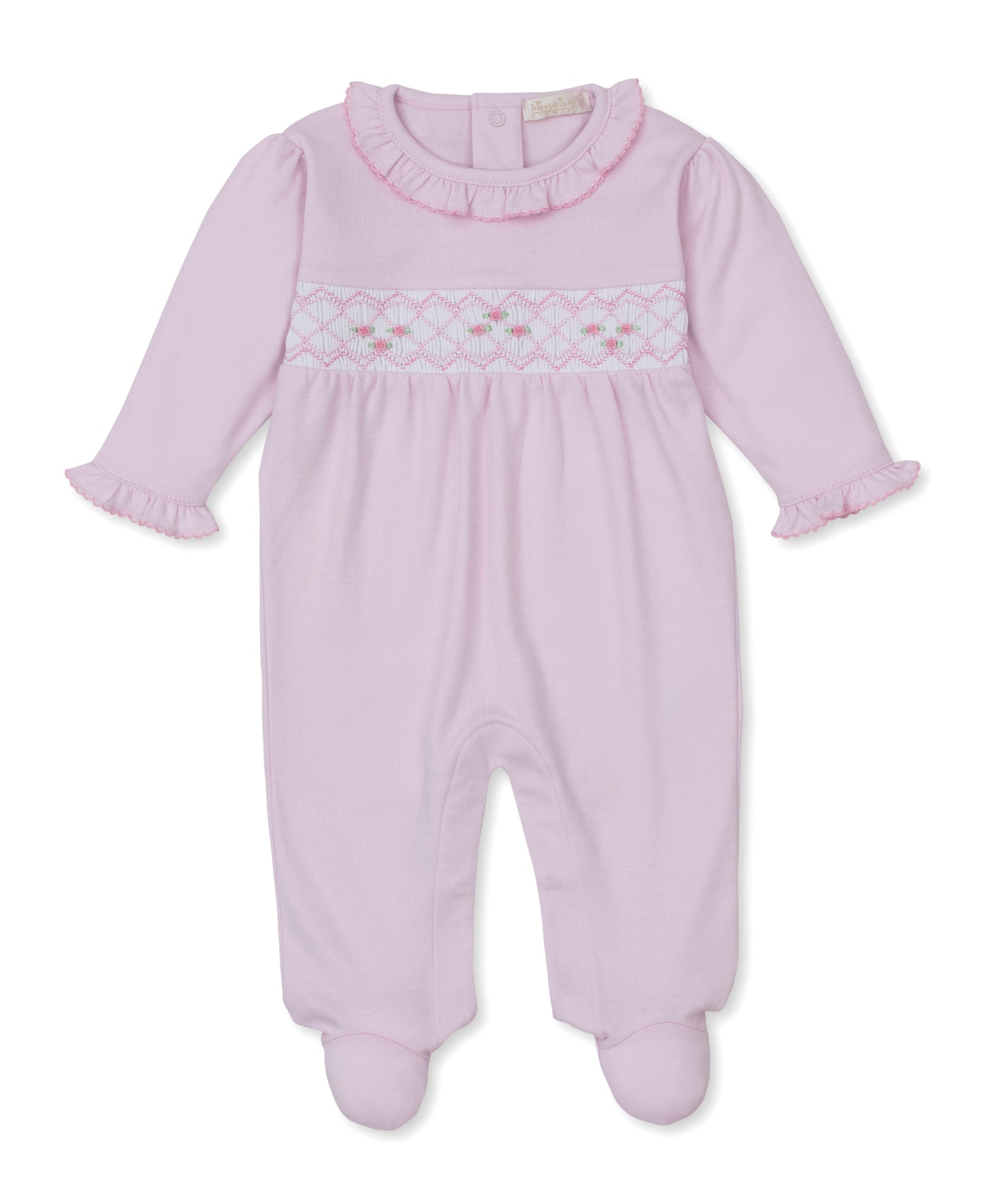 Footie w/Hand Smock, CLB Summer, Pink/White