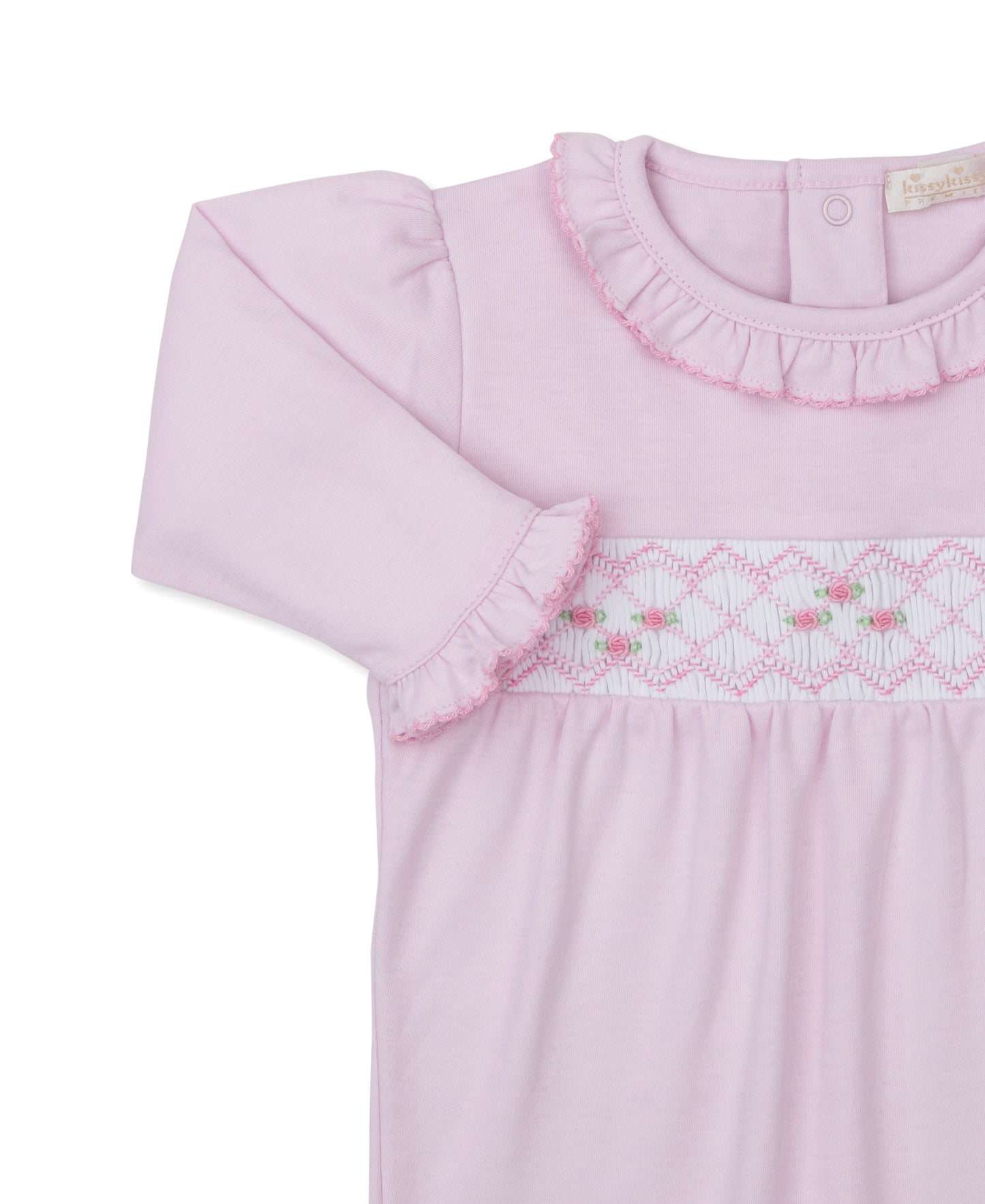 Footie w/Hand Smock, CLB Summer, Pink/White