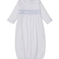 Gown w/Hand Smock, CLB Summer, White/Blue