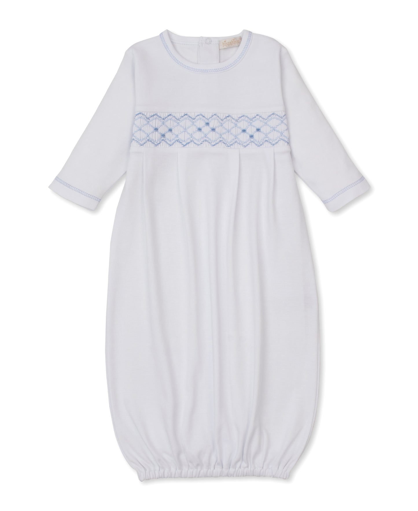 Gown w/Hand Smock, CLB Summer, White/Blue