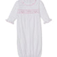 Gown w/Hand Smock, CLB Summer, White/Pink