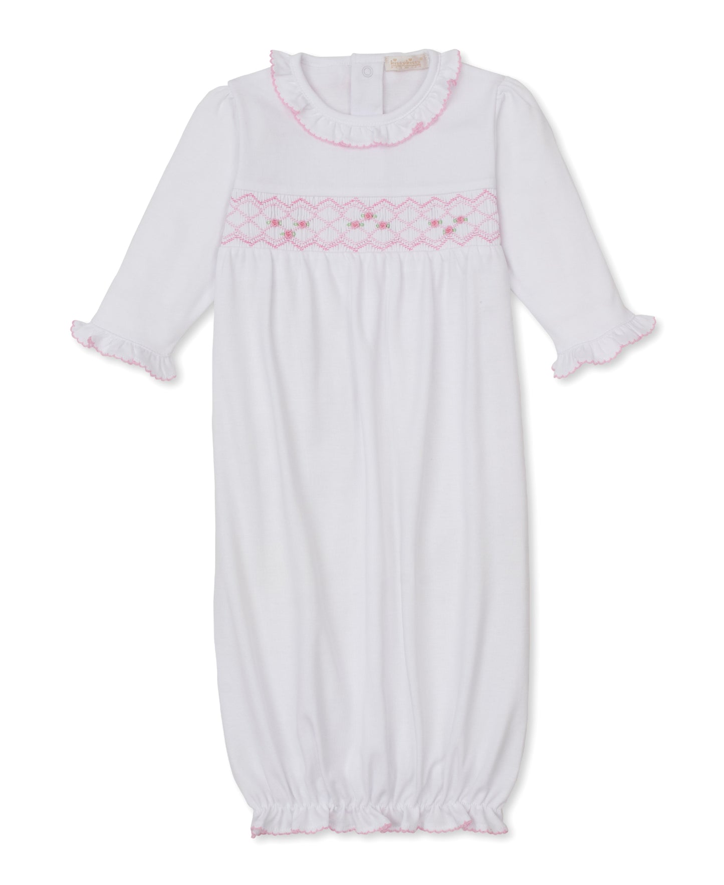 Gown w/Hand Smock, CLB Summer, White/Pink
