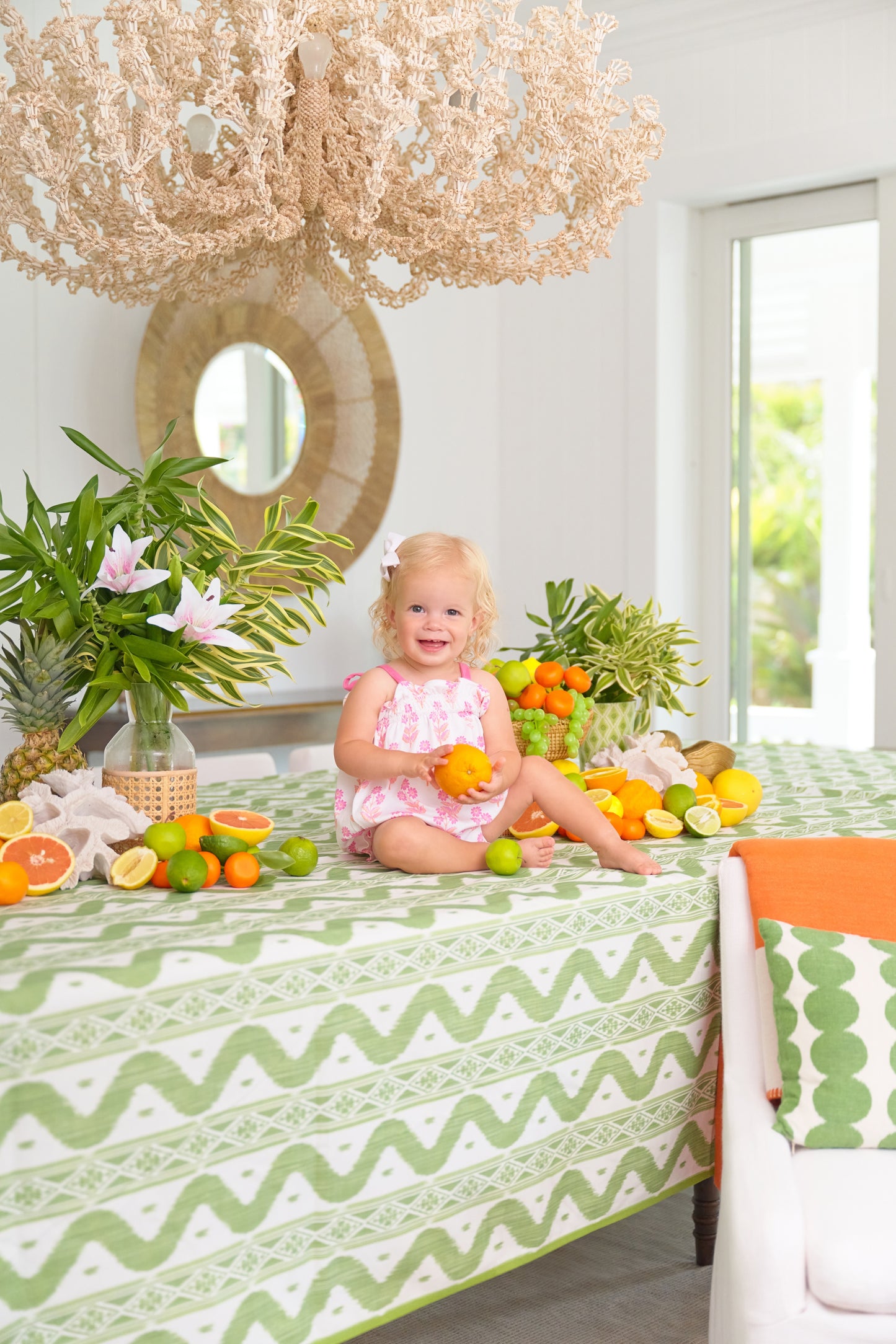 Rosey Romper, Bridgetown Harbour Handblock