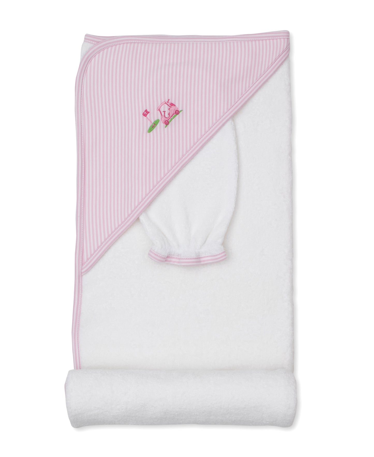 Hooded Towel w/Mitt, White/Pink, Golf Championship