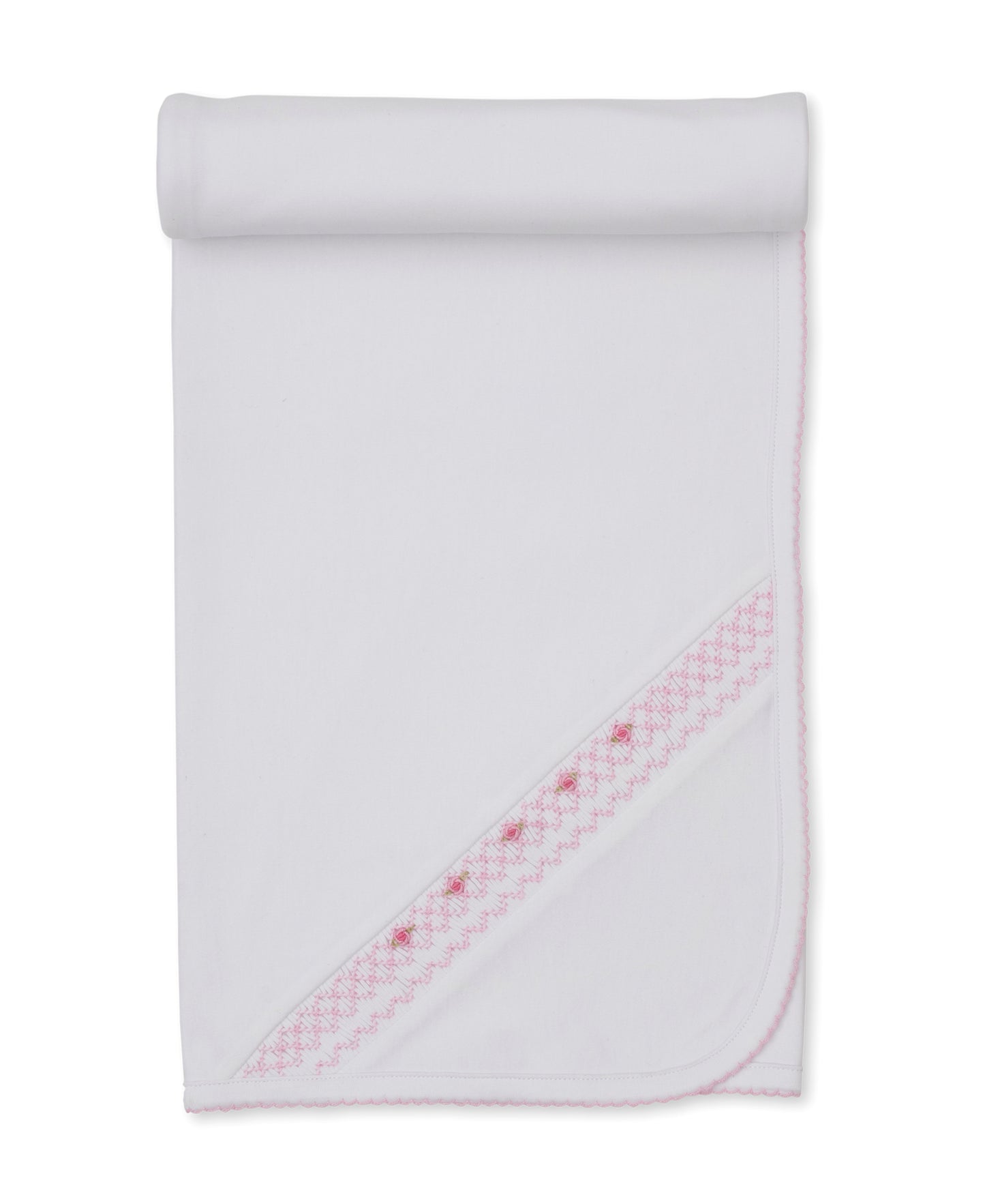 Blanket w/Hand Smock, CLB Summer Bishop, White/Pink