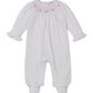 Footie w/Hand Smock, CLB Summer Bishop, White/Pink