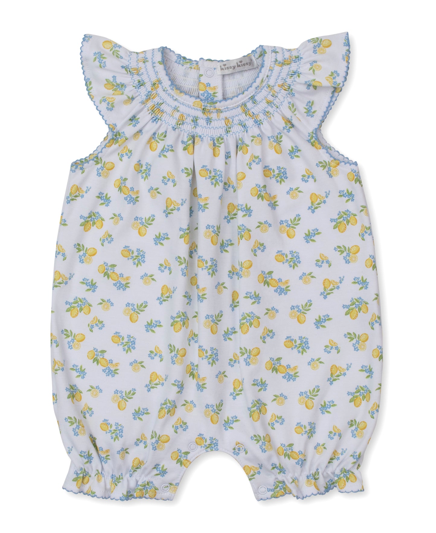 Short Smocked Playsuit, Lemon Blossoms