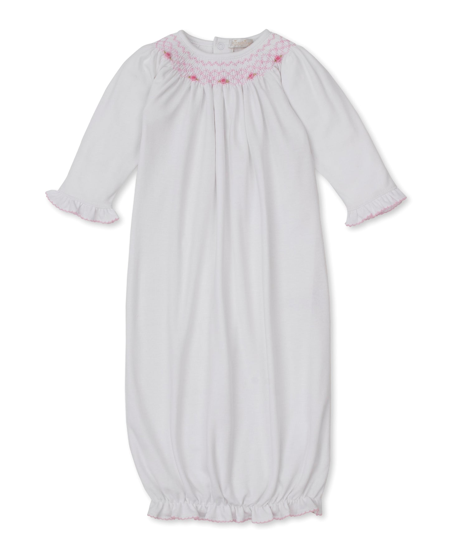 Gown w/Hand Smock, CLB Summer Bishop, White/Pink