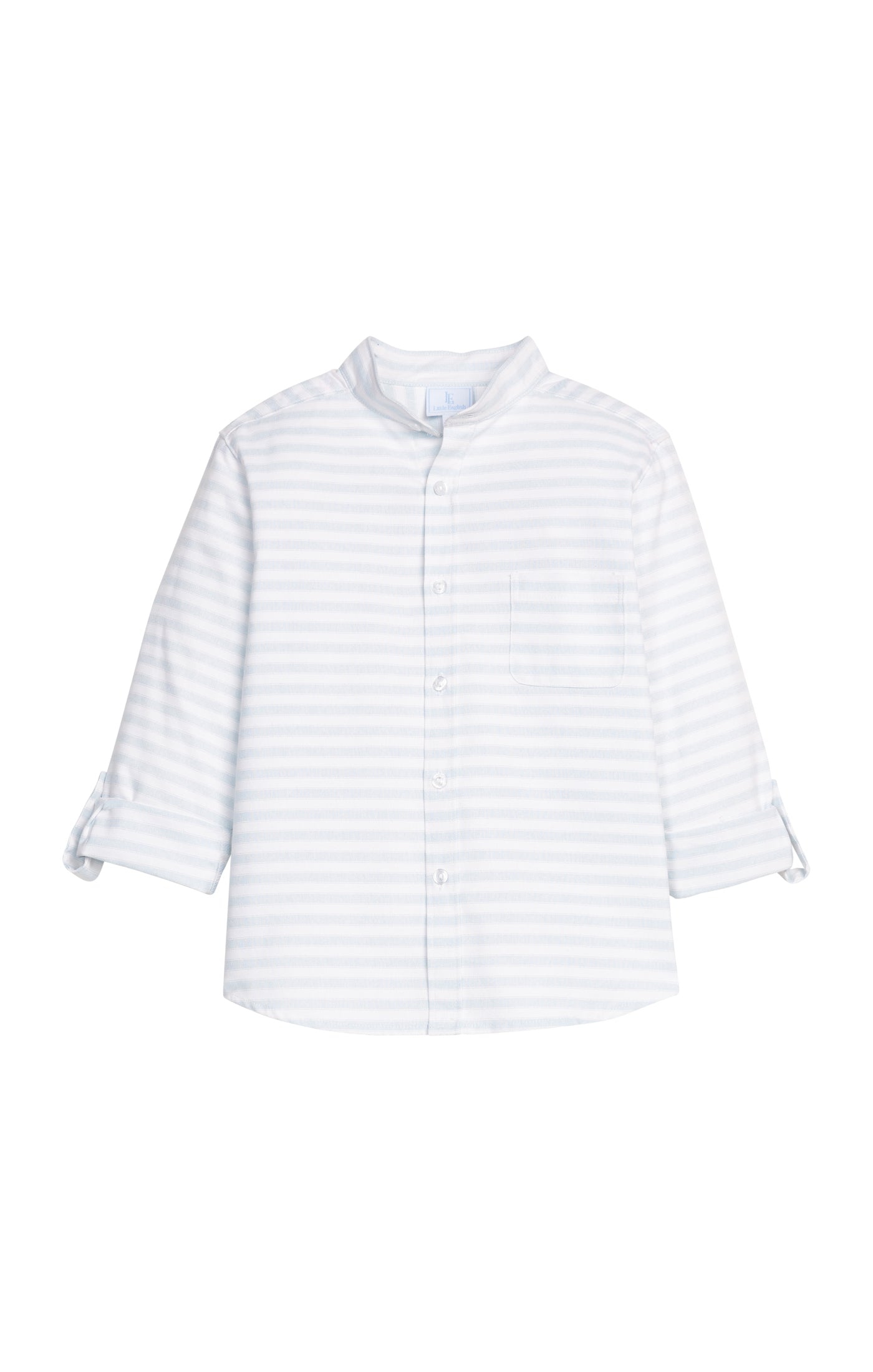 Mandarin Collar Roll Sleeve Shirt, Savannah Stripe