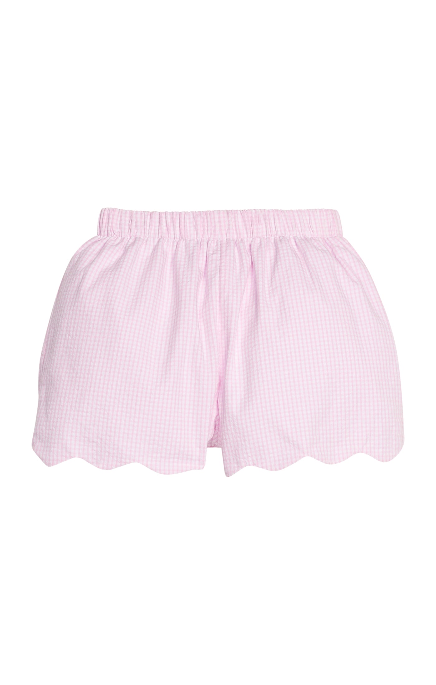 Scallop Short, Light Pink Seersucker Gingham
