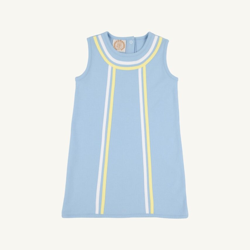 Annie Apron Dress, Beale St. Blue/Worth Ave. White/Lake Worth Yellow