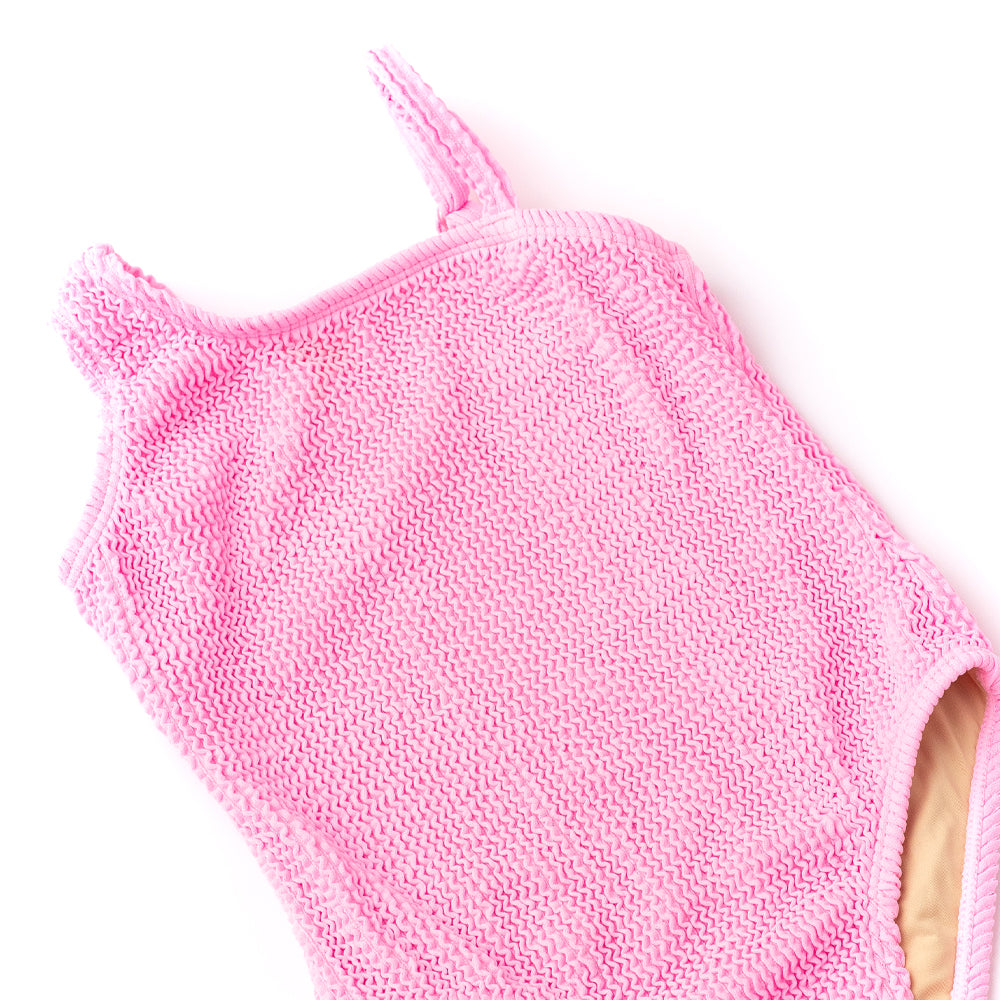 Crinkle One Shoulder Swimsuit, Pink