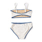 Two Piece Embroidered Swimsuit, White & Navy