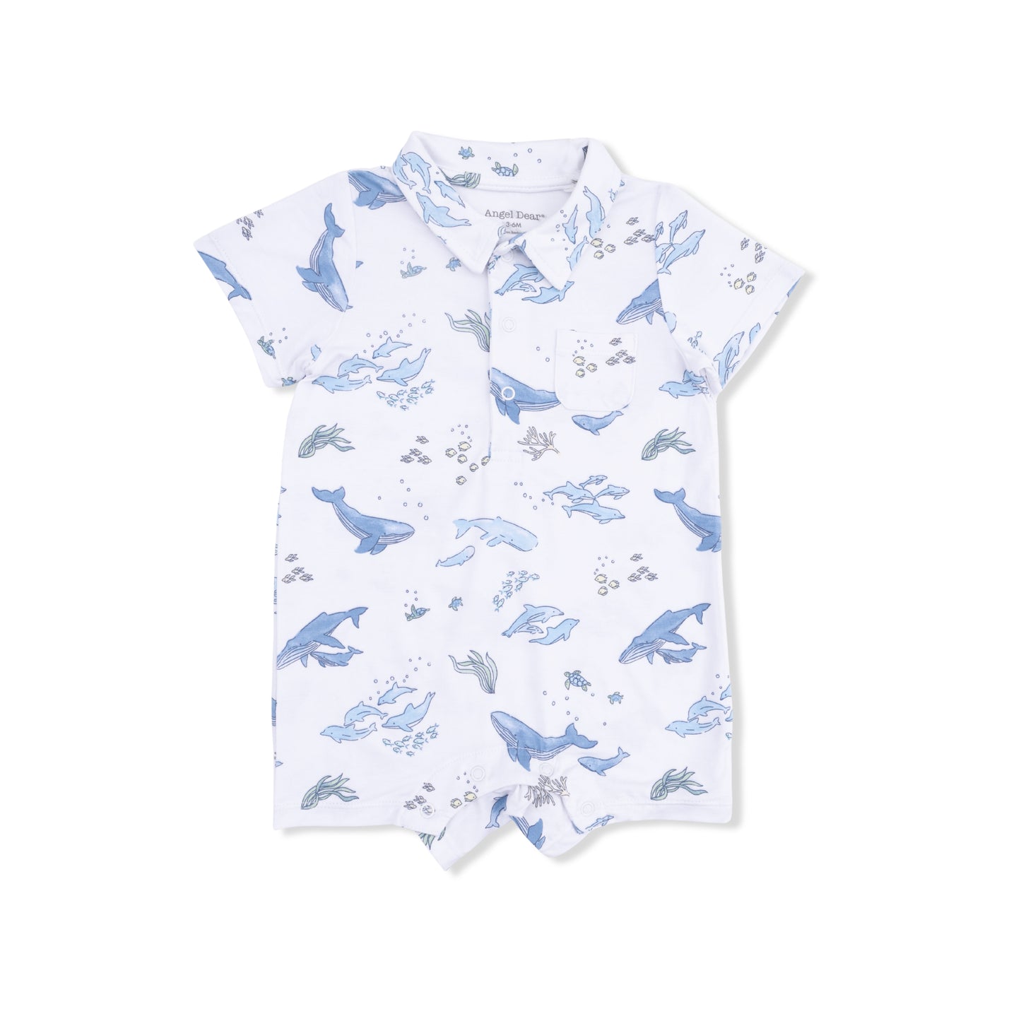 Polo Shortie, Watercolor Blue Whales