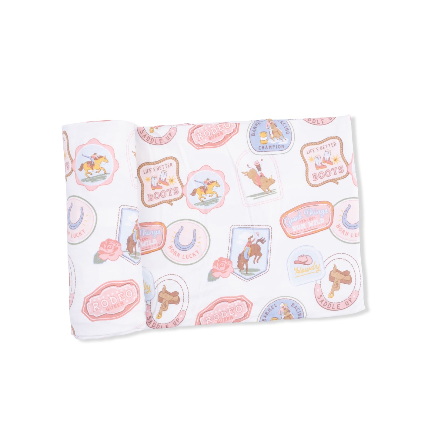 Swaddle Blanket, Rodeo Patches, Pink