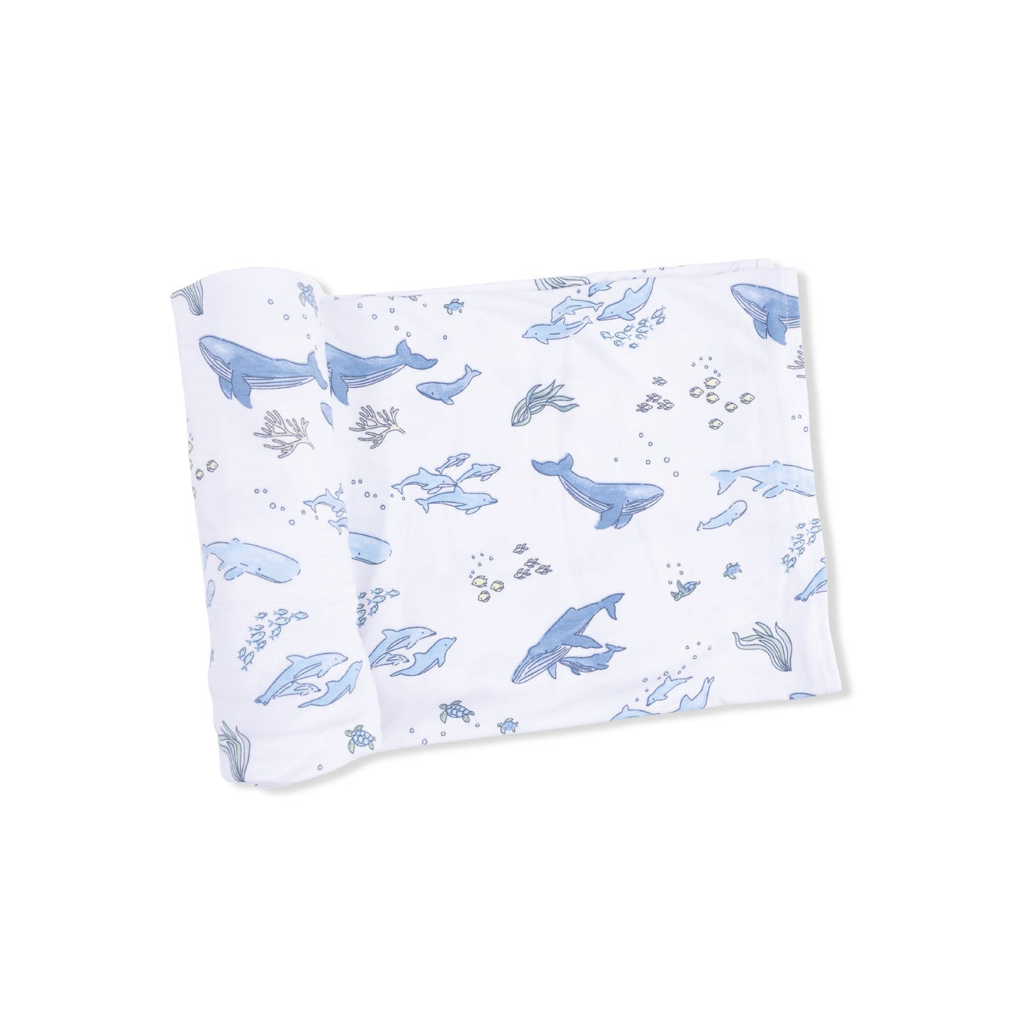 Swaddle Blanket, Watercolor Blue Whales