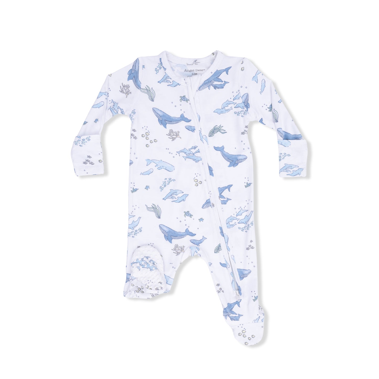 Zipper Footie, Watercolor Blue Whales