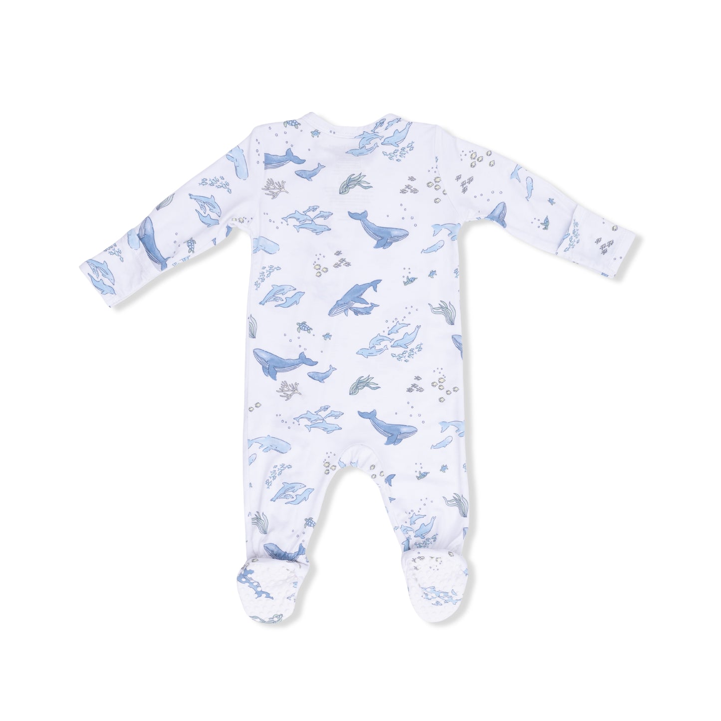Zipper Footie, Watercolor Blue Whales